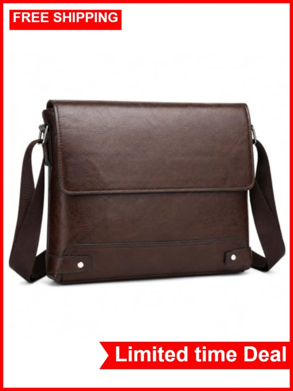 13 inch Leather Messenger Bag for Men, Waterproof Crossbody Shoulder Bag Office